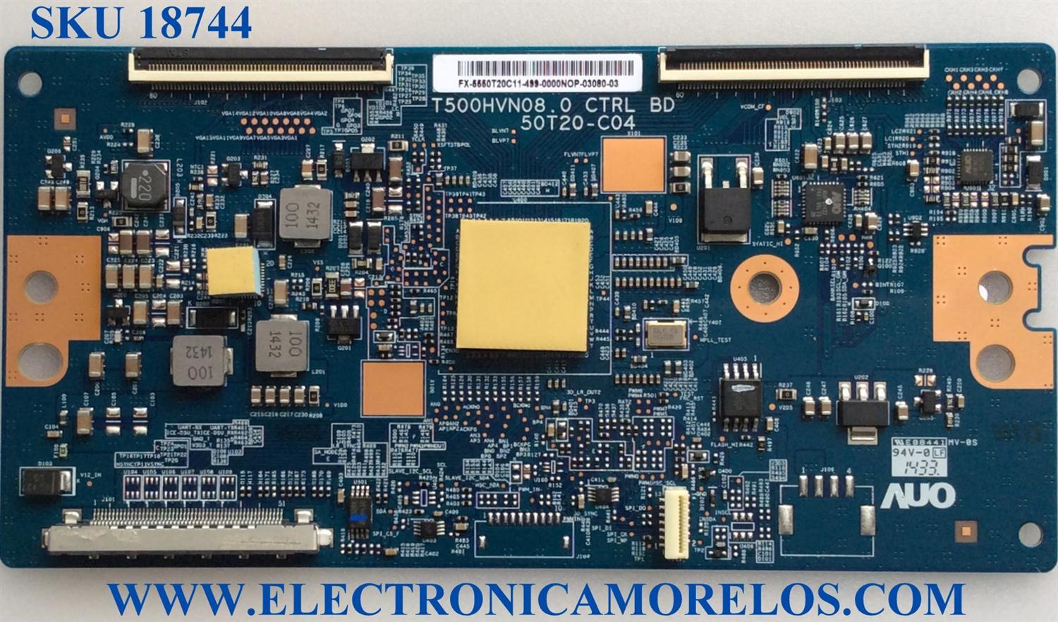 T-CON PARA TV SONY / NUMERO DE PARTE 55.50T20.C11 / T500HVN08.0 / 5550T20C11 / 50T20-C04 / PANEL T500HVF04.3 / DISPLAY T500HVN08.0 / MODELO KDL-50W700B / PARTE SUSTITUTA 5550T20C08